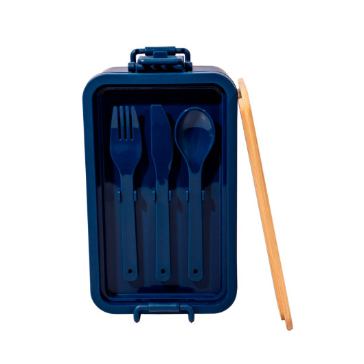 Double Stack Lunch Boxes Navy Open 2
